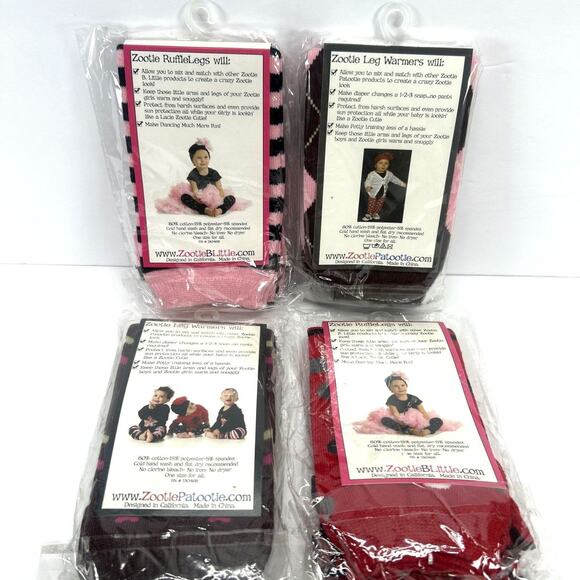 Zootie B. Little Leg Warmers Baby & Toddler Lot of 4 NEW One Size Brown Pink Red - Picture 8 of 11
